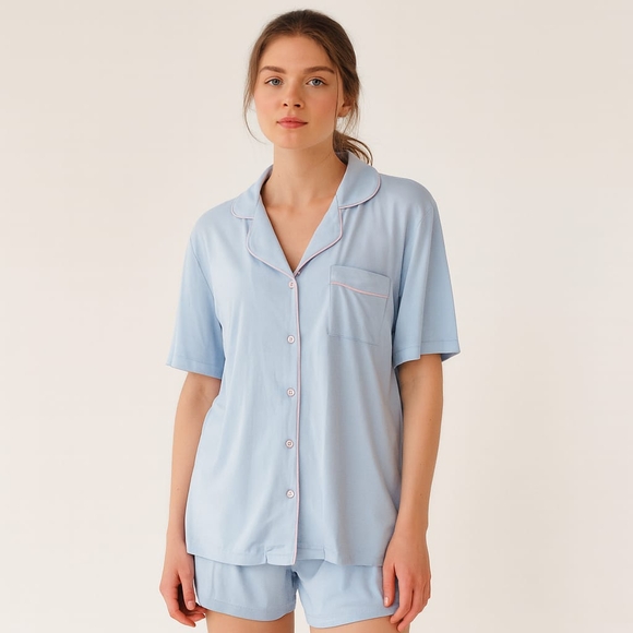 Ekouaer Women's Short Sleeve Button-Down Pajama Set – Soft Sleepwear in PlusXXL. - Picture 1 of 7